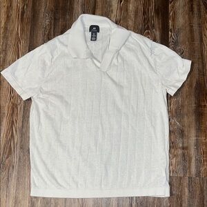 H&M White Polo Shirt Classic Knit Short Sleeve